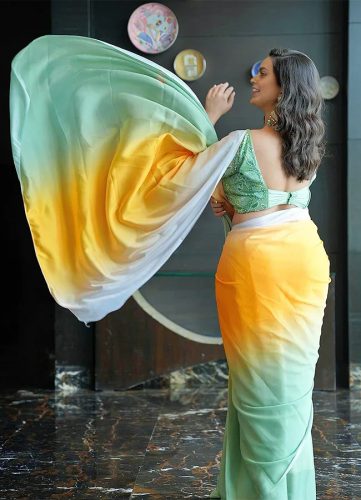 yellow-green-saree-back
